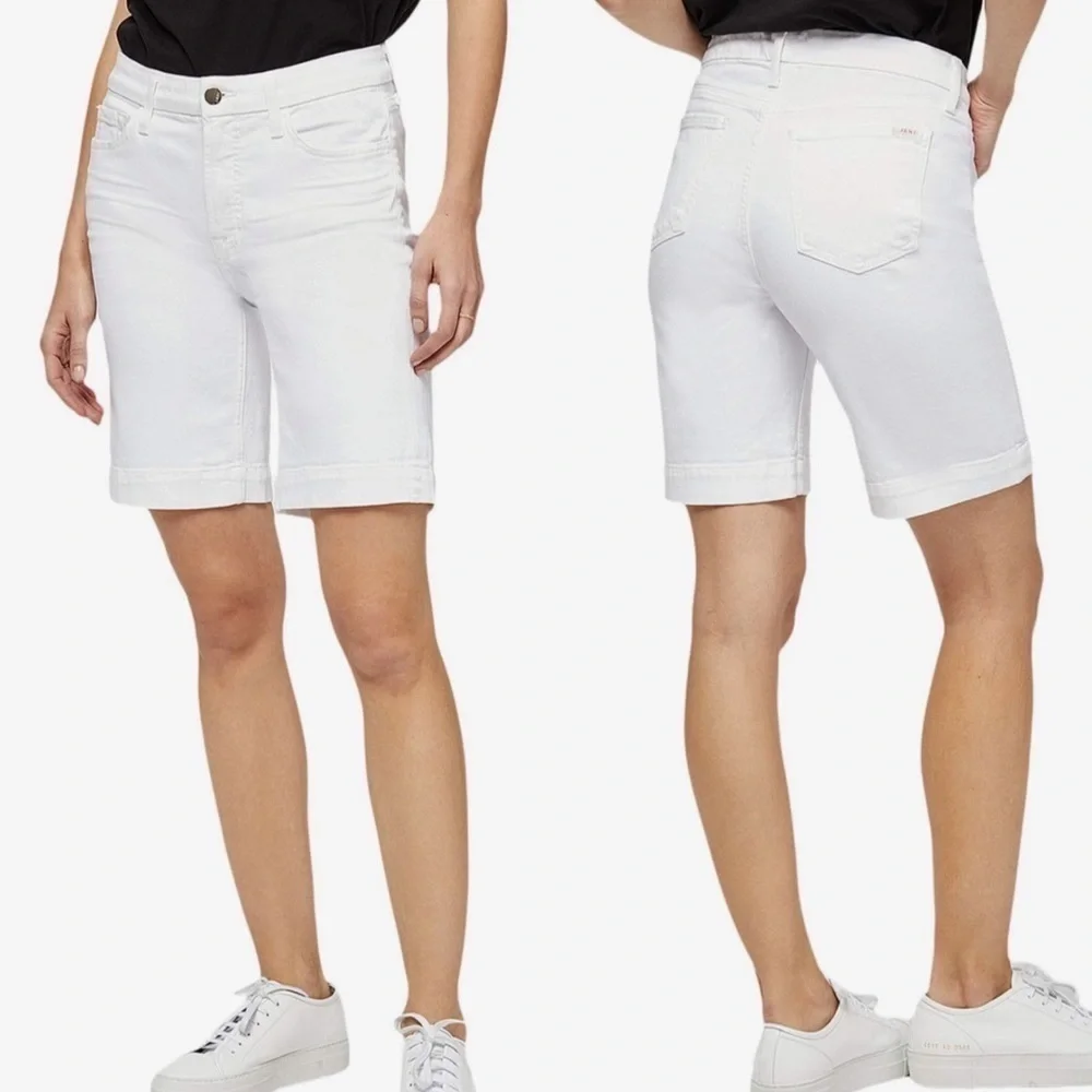 Jen7 7 For All Mankind 7FAM White Denim Bermuda Shorts Size 16 New NWT